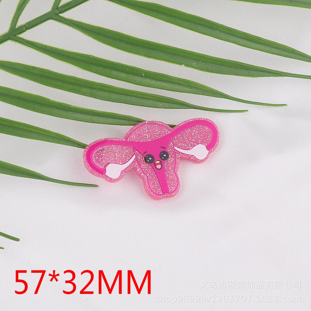 Wholesale 10pcs New loose pink cartoon organ beverage bottle personalized bag jewelry acrylic pin cute DIY patch