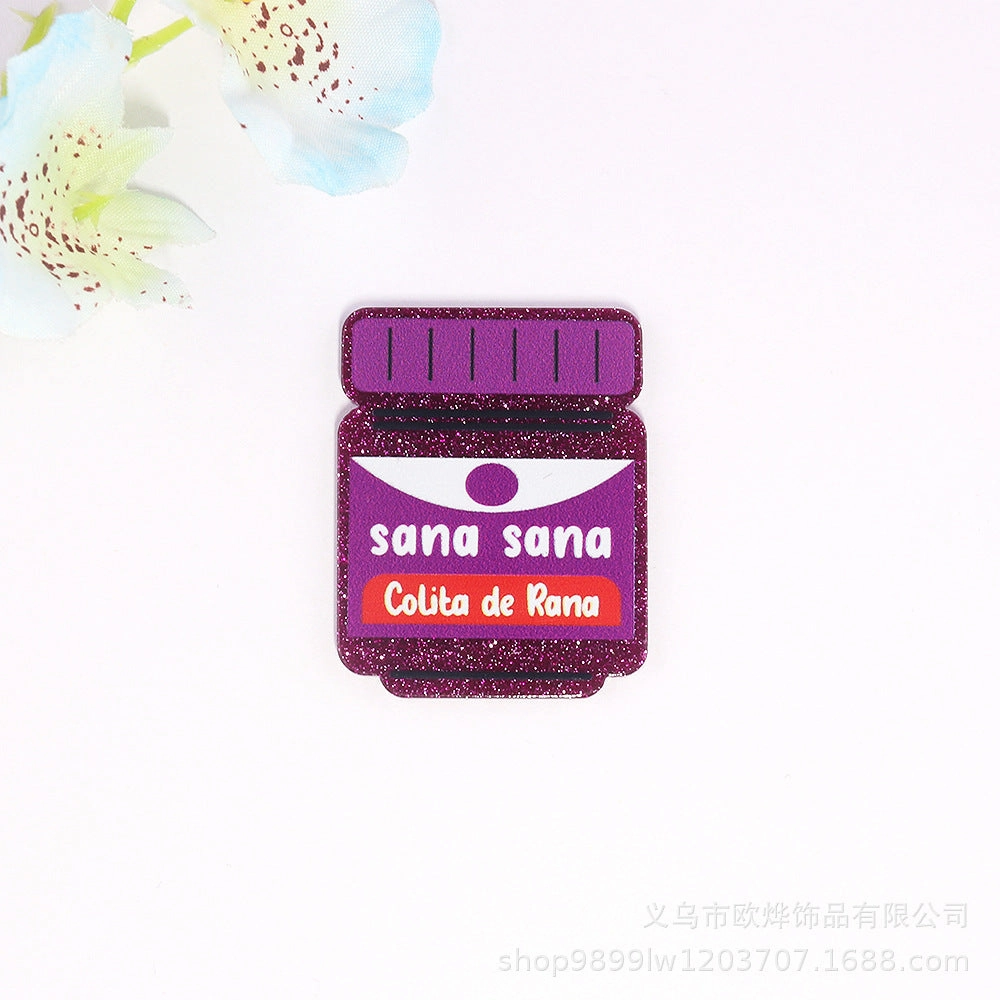 Wholesale 10pcs New loose pink cartoon organ beverage bottle personalized bag jewelry acrylic pin cute DIY patch
