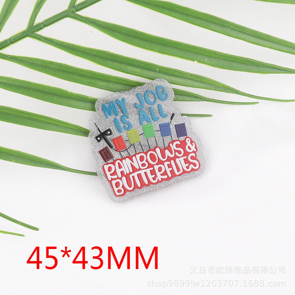 Wholesale 10pcs New loose pink cartoon organ beverage bottle personalized bag jewelry acrylic pin cute DIY patch