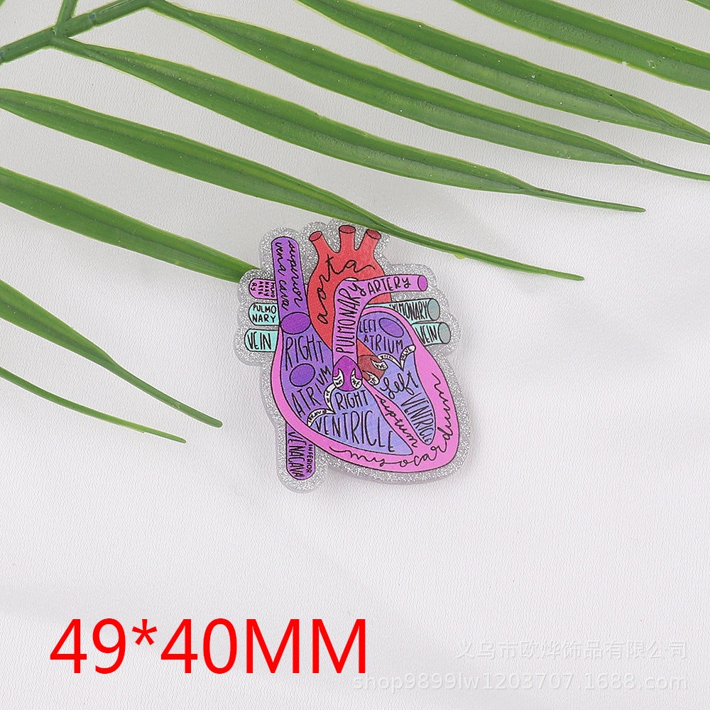 Wholesale 10pcs New loose pink cartoon organ beverage bottle personalized bag jewelry acrylic pin cute DIY patch