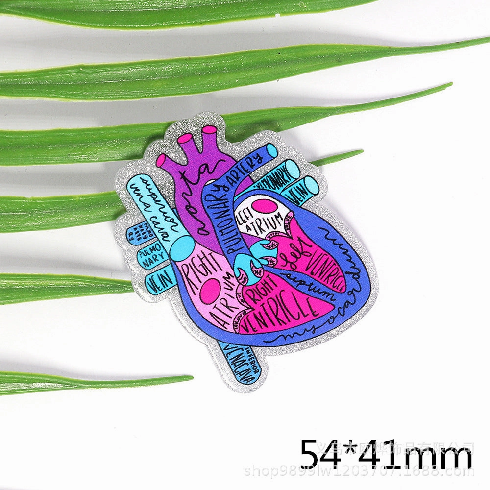 Wholesale 10pcs New loose pink cartoon organ beverage bottle personalized bag jewelry acrylic pin cute DIY patch