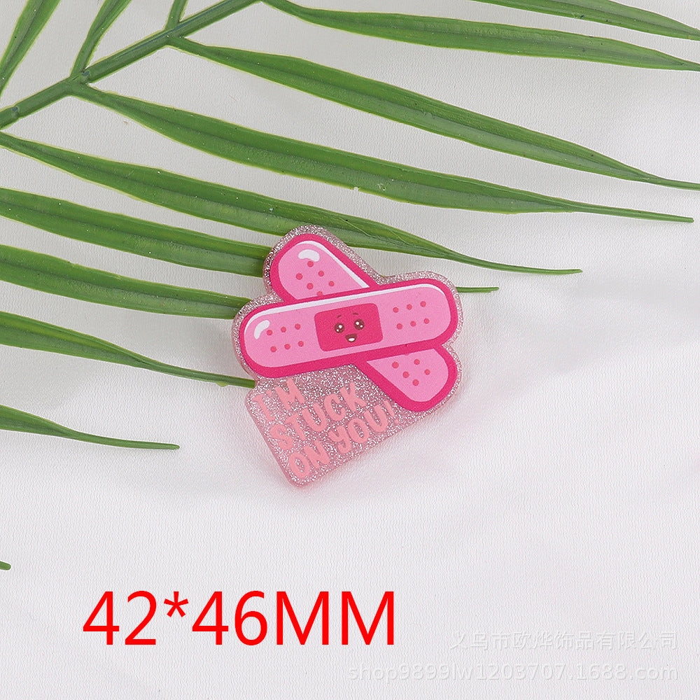 Wholesale 10pcs New loose pink cartoon organ beverage bottle personalized bag jewelry acrylic pin cute DIY patch