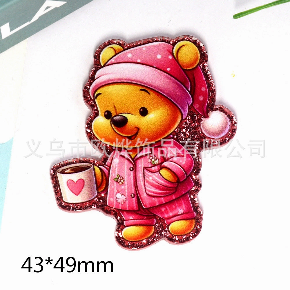 Wholesale 10pcs New loose powder cross-border cartoon nurse rabbit bear jewelry acrylic pin DIY patch accessories OLY Exclusive