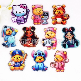 Wholesale 10pcs New loose powder cross-border cartoon nurse rabbit bear jewelry acrylic pin DIY patch accessories OLY Exclusive