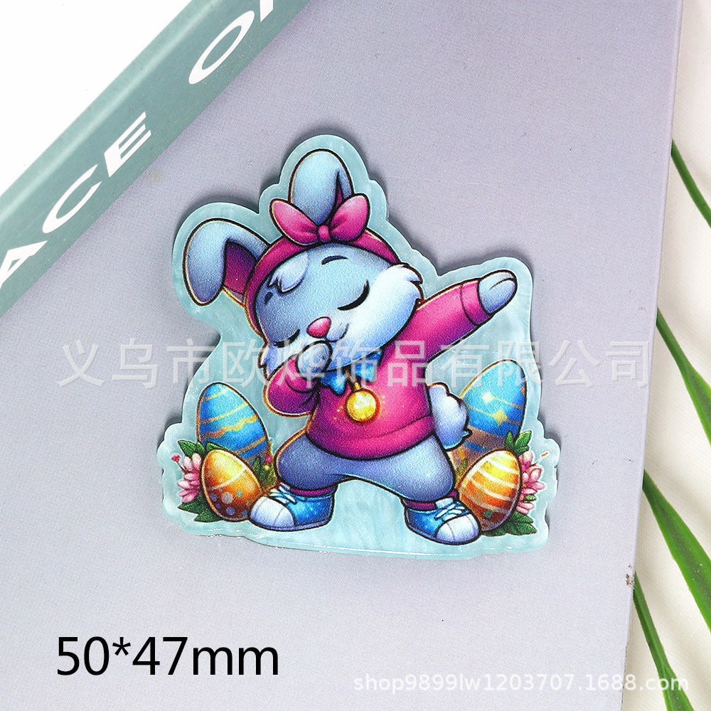 Wholesale 10pcs New loose powder Easter cartoon rabbit lamb letter jewelry acrylic pin DIY patch accessories