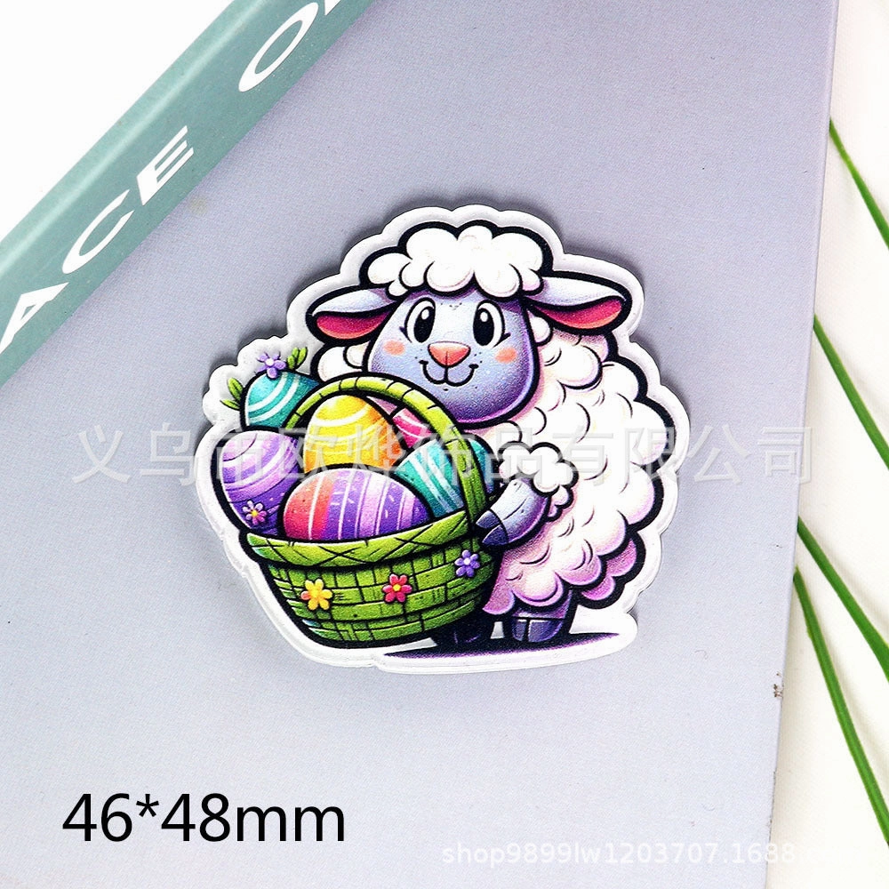 Wholesale 10pcs New loose powder Easter cartoon rabbit lamb letter jewelry acrylic pin DIY patch accessories