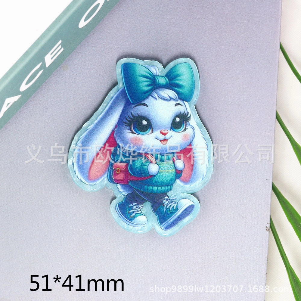 Wholesale 10pcs New loose powder Easter cartoon rabbit lamb letter jewelry acrylic pin DIY patch accessories