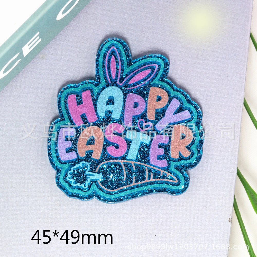 Wholesale 10pcs New loose powder Easter cartoon rabbit lamb letter jewelry acrylic pin DIY patch accessories