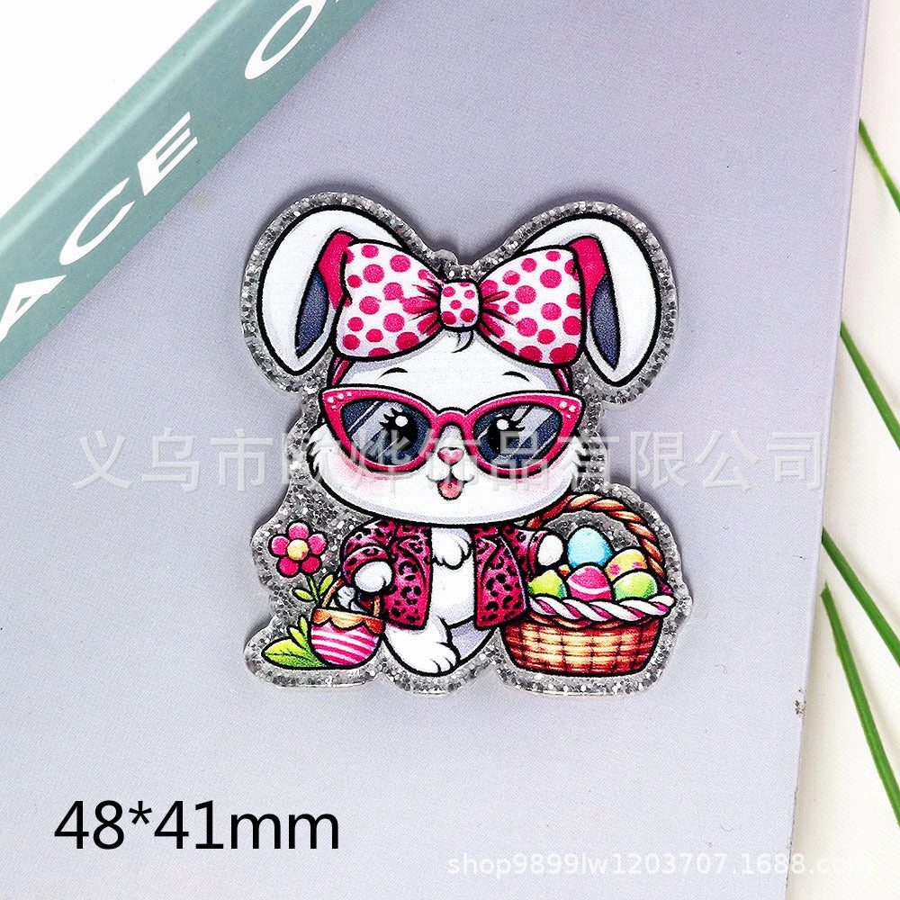 Wholesale 10pcs New loose powder Easter cartoon rabbit lamb letter jewelry acrylic pin DIY patch accessories