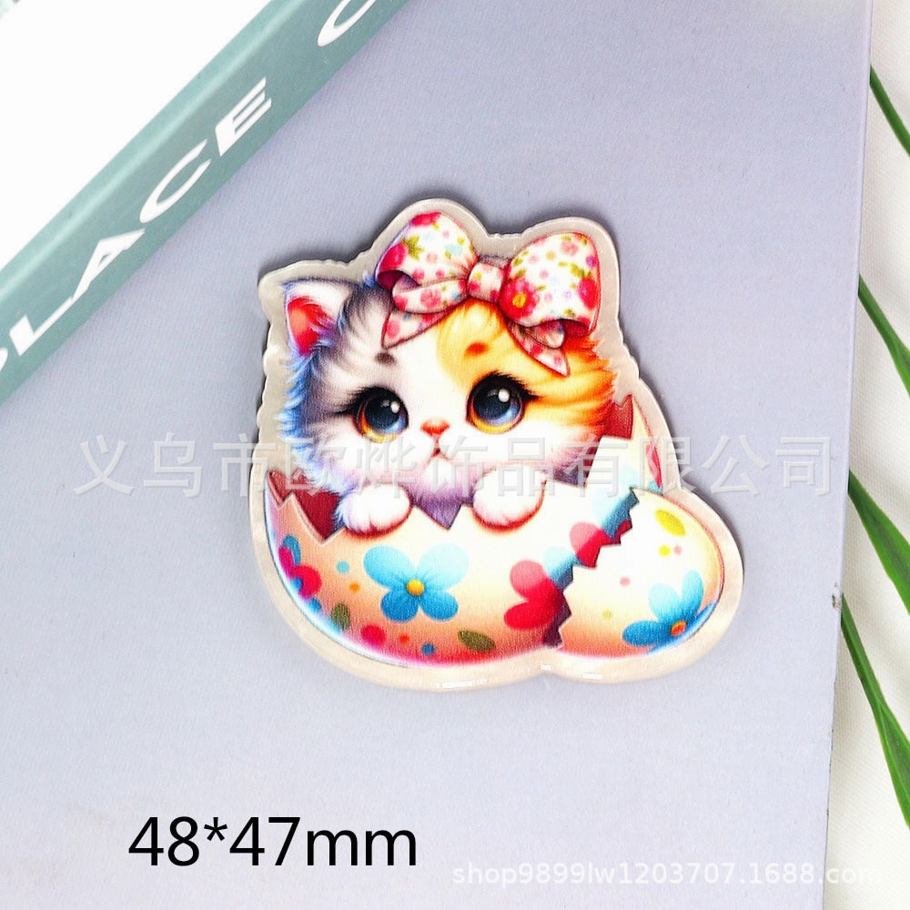 Wholesale 10pcs New loose powder Easter cartoon rabbit lamb letter jewelry acrylic pin DIY patch accessories