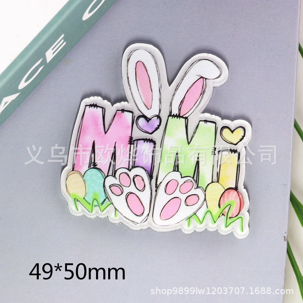 Wholesale 10pcs New loose powder Easter cartoon rabbit lamb letter jewelry acrylic pin DIY patch accessories