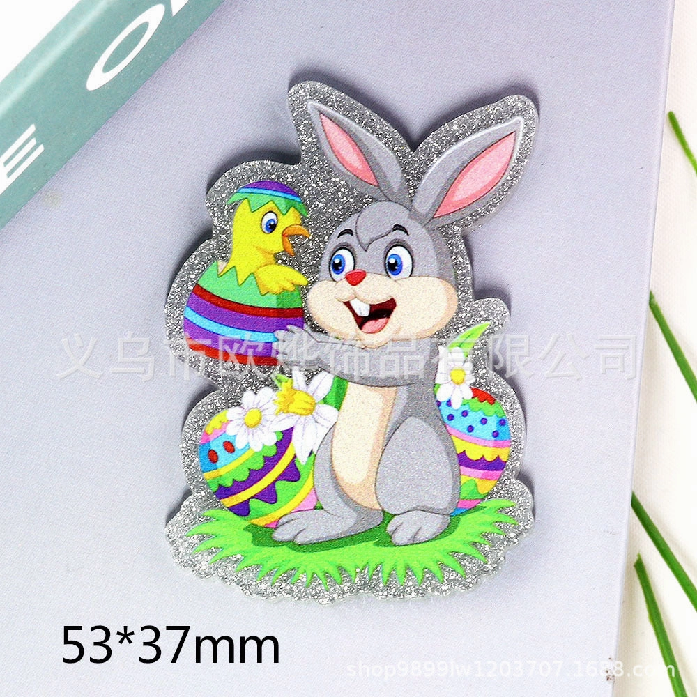 Wholesale 10pcs New loose powder Easter cartoon rabbit lamb letter jewelry acrylic pin DIY patch accessories