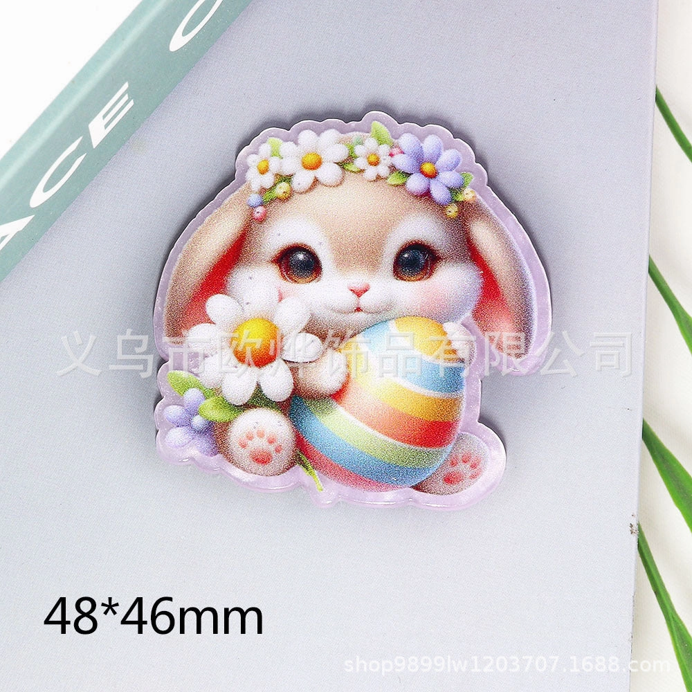 Wholesale 10pcs New loose powder Easter cartoon rabbit lamb letter jewelry acrylic pin DIY patch accessories