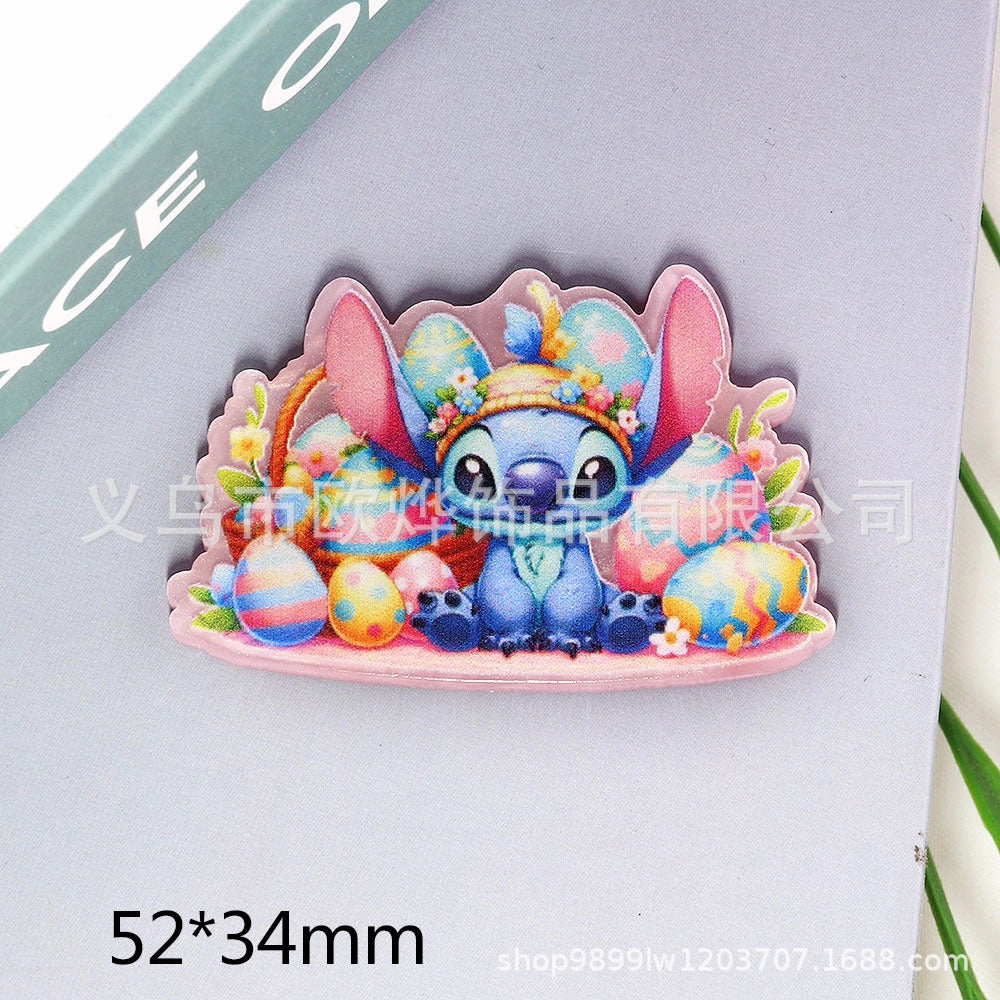 Wholesale 10pcs New loose powder Easter cartoon rabbit lamb letter jewelry acrylic pin DIY patch accessories