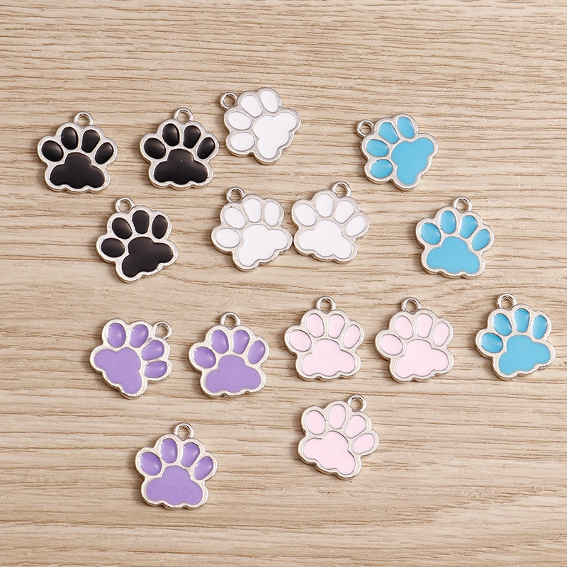 Wholesale 10pcs/pack Cartoon Cute Cat Cat Paw Print Alloy DIY Pendant Pendant