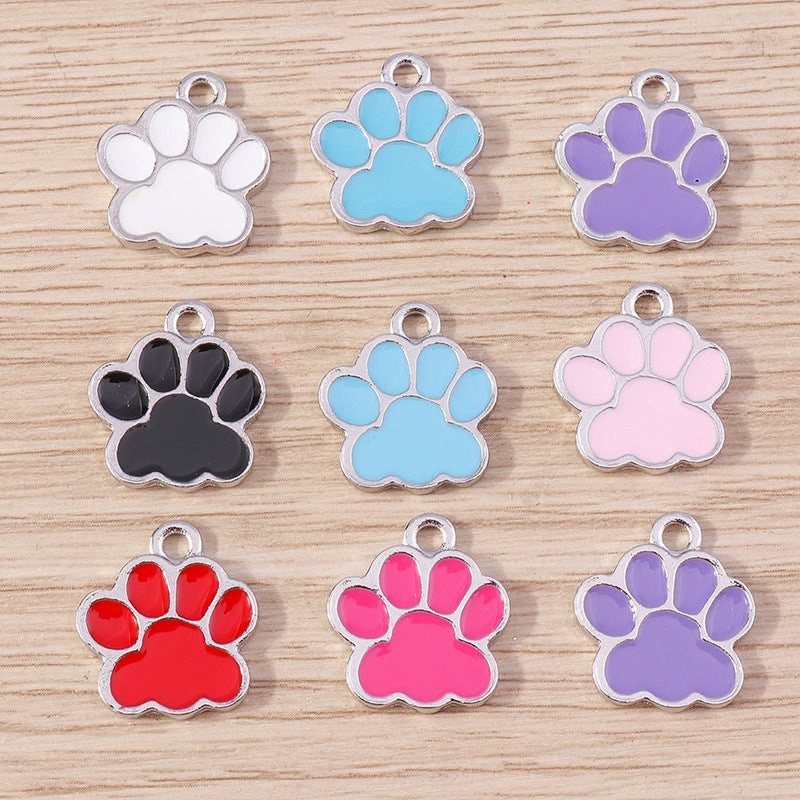 Wholesale 10pcs/pack Cartoon Cute Cat Cat Paw Print Alloy DIY Pendant Pendant