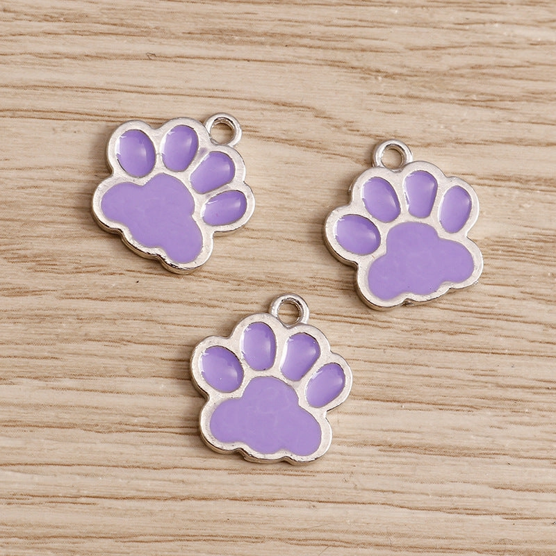 Wholesale 10pcs/pack Cartoon Cute Cat Cat Paw Print Alloy DIY Pendant Pendant