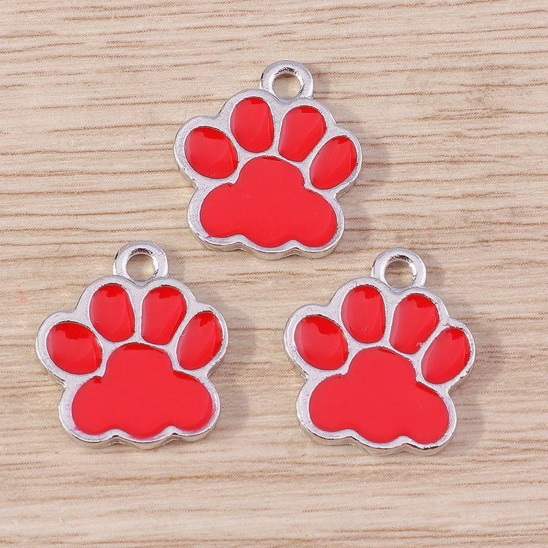 Wholesale 10pcs/pack Cartoon Cute Cat Cat Paw Print Alloy DIY Pendant Pendant