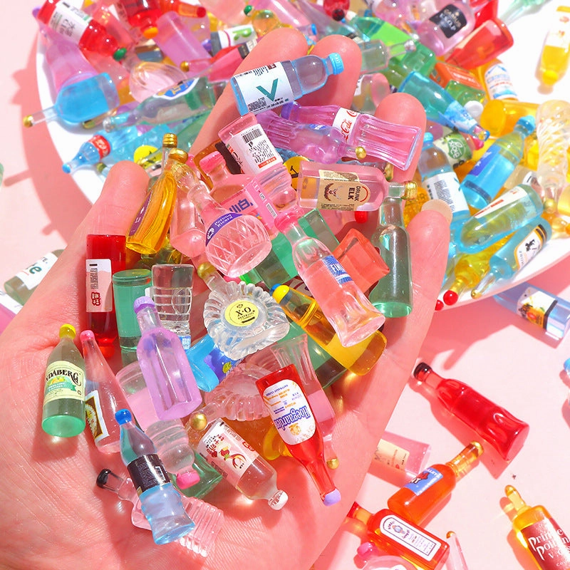 Wholesale 10pcs/pack Luminous Nightlight Small Bottle Resin Accessories Simulation Wine Bottle Beverage Bottle Ice Cube Food Play Pair Touch Surprise Blind Bag