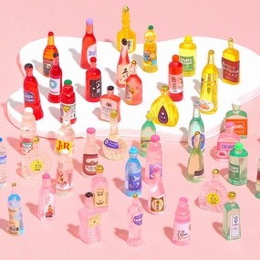 Wholesale 10pcs/pack Luminous Nightlight Small Bottle Resin Accessories Simulation Wine Bottle Beverage Bottle Ice Cube Food Play Pair Touch Surprise Blind Bag