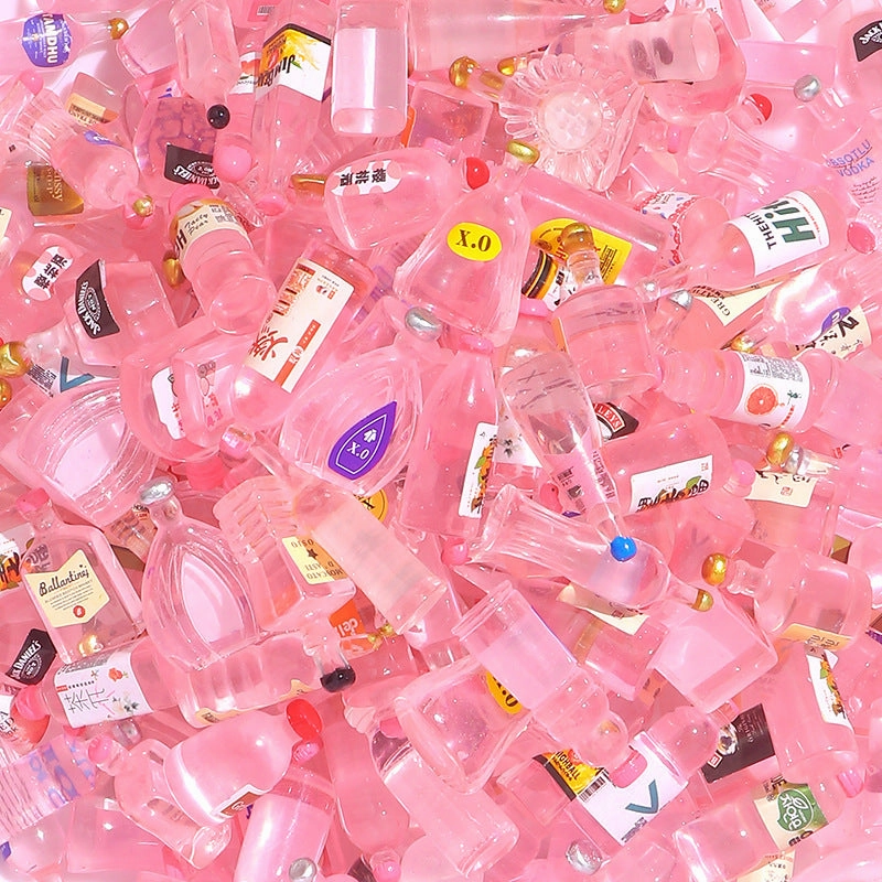 Wholesale 10pcs/pack Luminous Nightlight Small Bottle Resin Accessories Simulation Wine Bottle Beverage Bottle Ice Cube Food Play Pair Touch Surprise Blind Bag