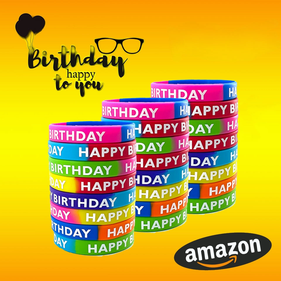 Wholesale 10pcs Party Silicone Happy Day Rainbow Rubber Wristband Bracelet