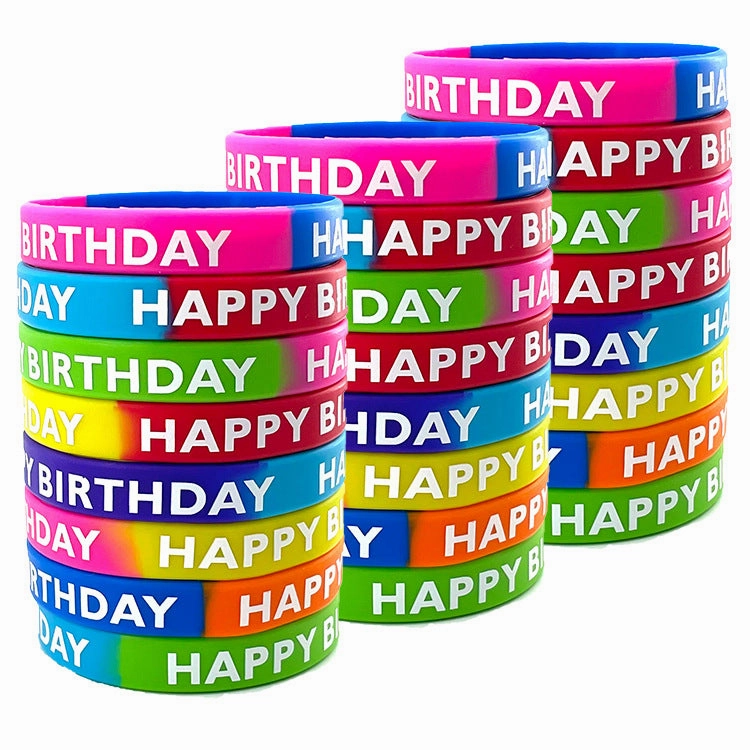 Wholesale 10pcs Party Silicone Happy Day Rainbow Rubber Wristband Bracelet
