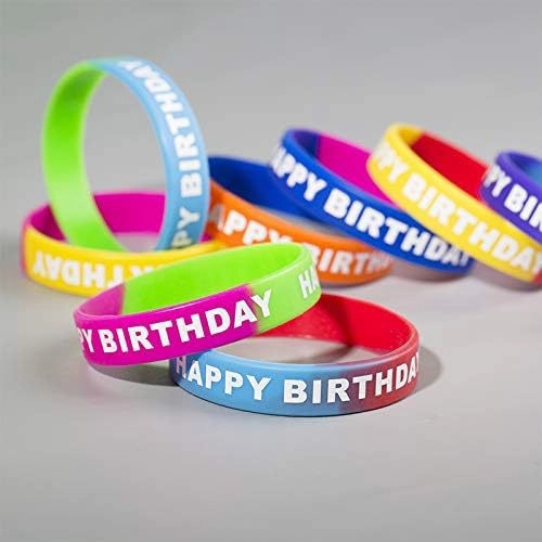 Wholesale 10pcs Party Silicone Happy Day Rainbow Rubber Wristband Bracelet
