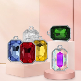 Wholesale 10PCS/PCAK Rectangular Octagonal Single Hole Zinc Alloy DIY Pendant Accessories