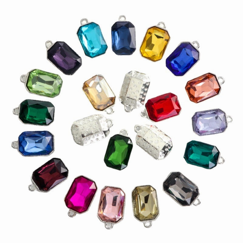Wholesale 10PCS/PCAK Rectangular Octagonal Single Hole Zinc Alloy DIY Pendant Accessories