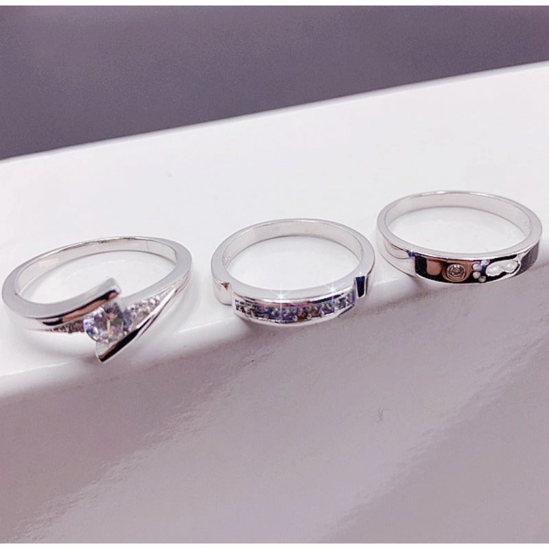 Wholesale 10pcs Simple Light Luxury Fashion Geometric Zircon Ring