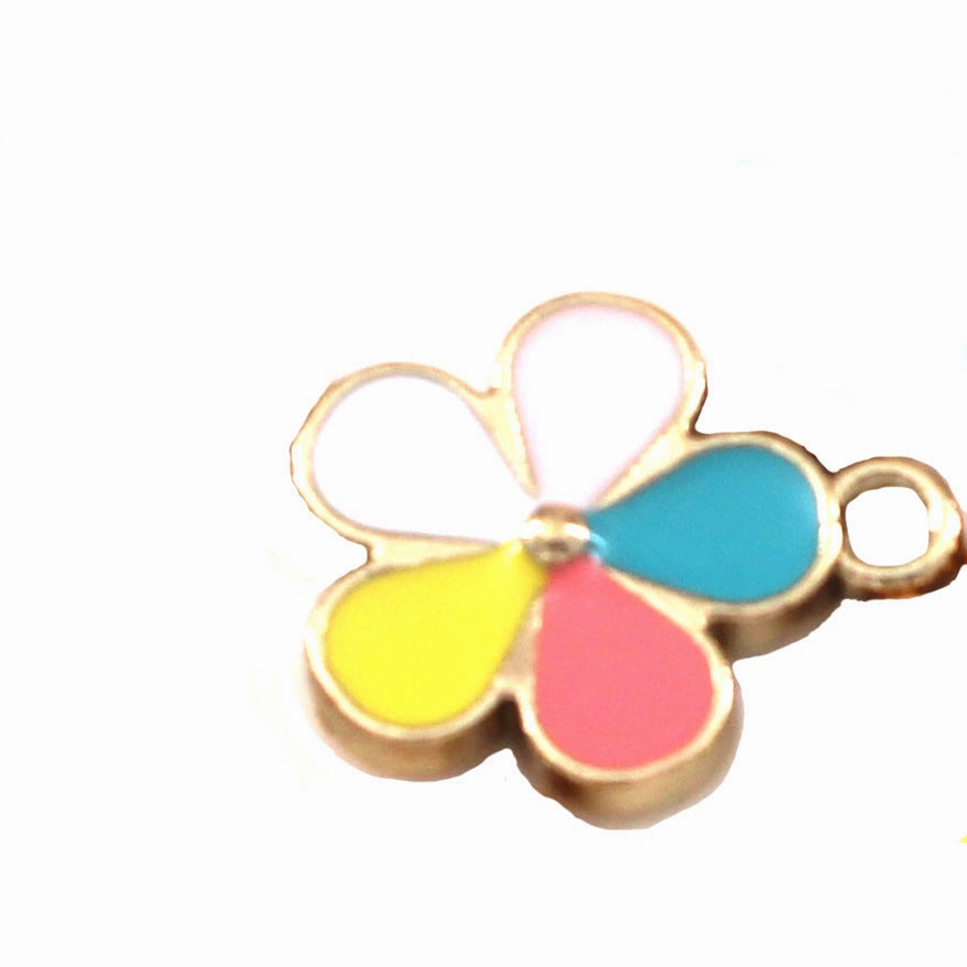 Wholesale 10pcs Small Flower Diy Alloy Oil Drip Keychain Pendant