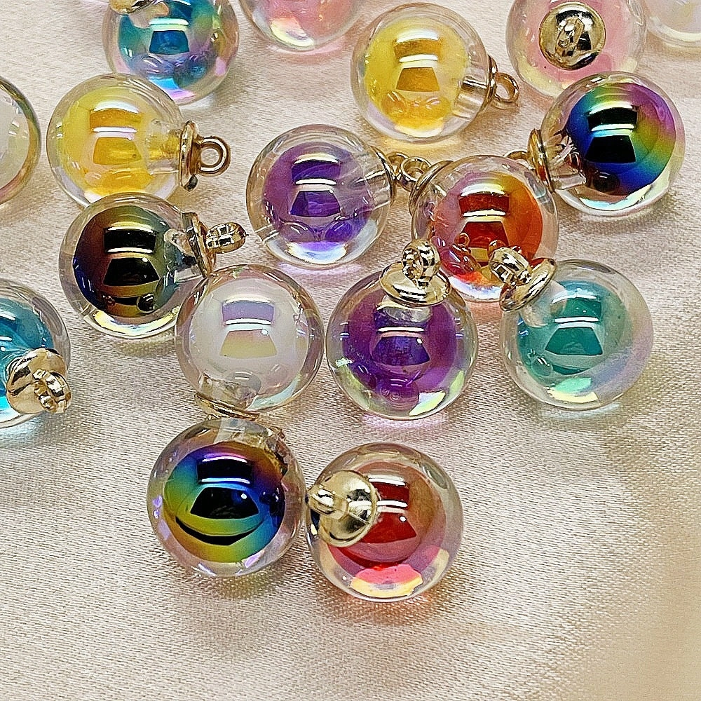 Wholesale 10pcs Spot 16mm AB color beads medium beads pendant round beads earrings DIY pendant bracelet crafts decorative buckle