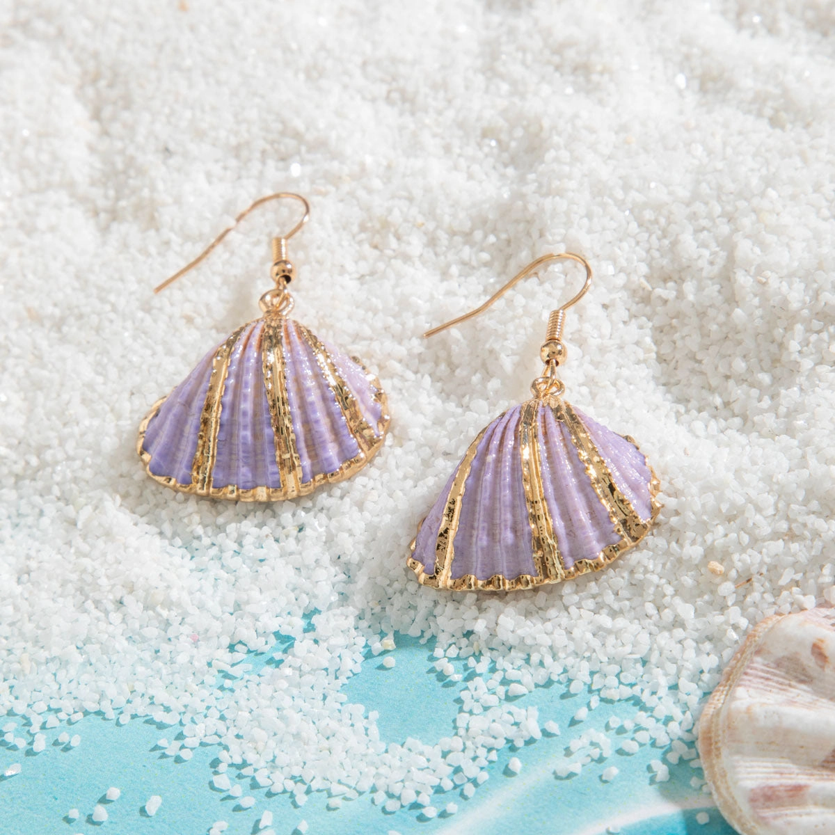 Wholesale 10pcs Summer beach style natural shell gold-plated earrings