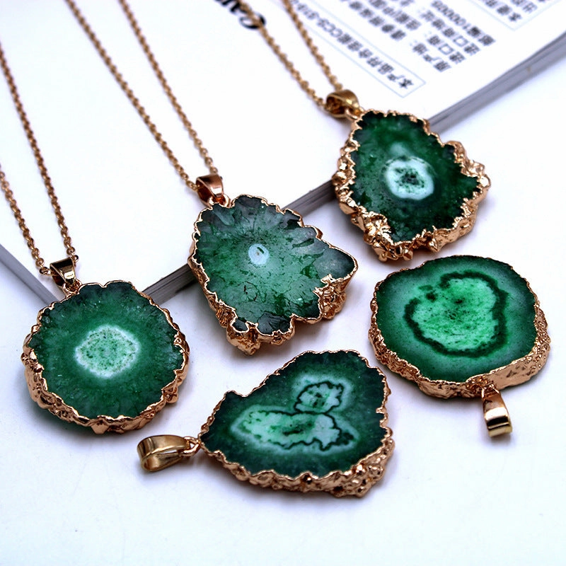 Wholesale 10PCS Sun Flower Pendant Natural Agate Stone Necklace
