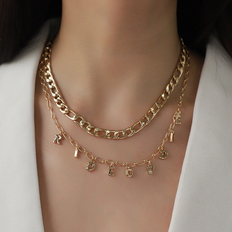 Wholesale 10PCS Valentine's Day Double Layer Love Letter Necklace