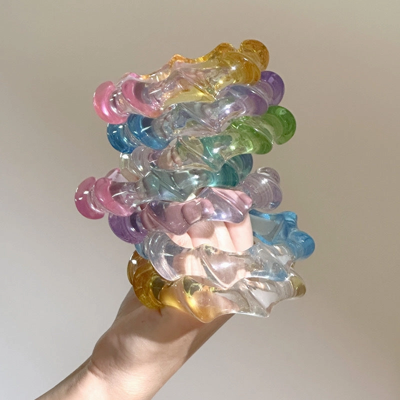 Wholesale 10pcs Yuyu new gradient transparent color matching wave round geometric resin bracelet ins color bracelet