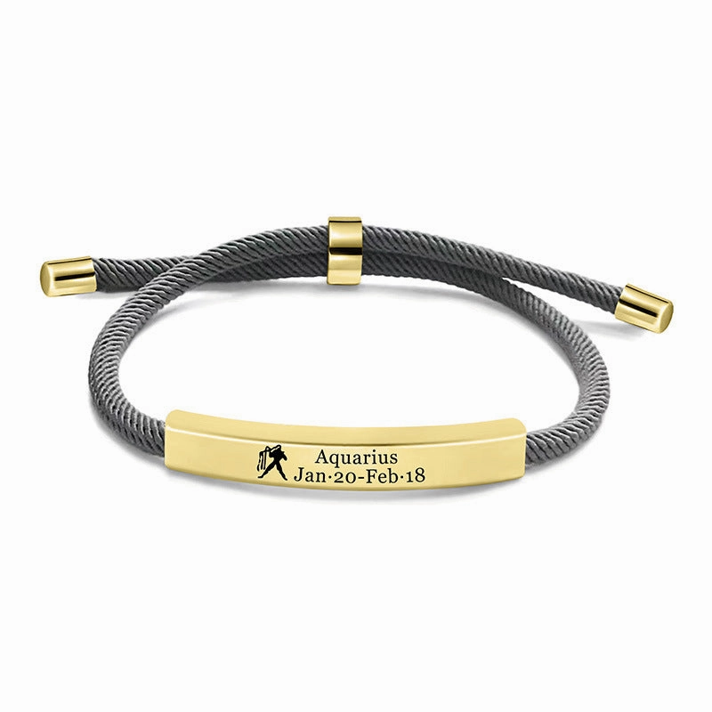 Wholesale 12 Constellations Multicolor Woven Stainless Steel Necklace