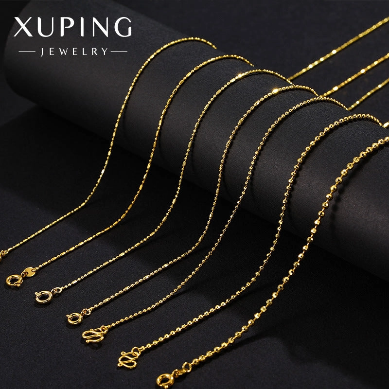 Wholesale 12pcs Copper Gold-plated Minimalist Alloy Chain Gold Fashionable Necklaces