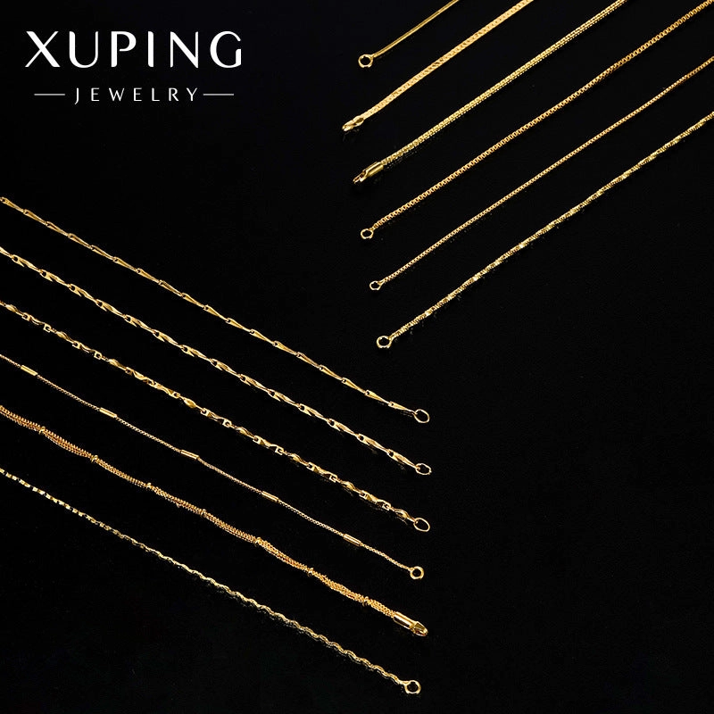 Wholesale 12pcs Gold-plated Simple Plain Chain Snake Bone Chain Box Pearl Necklaces
