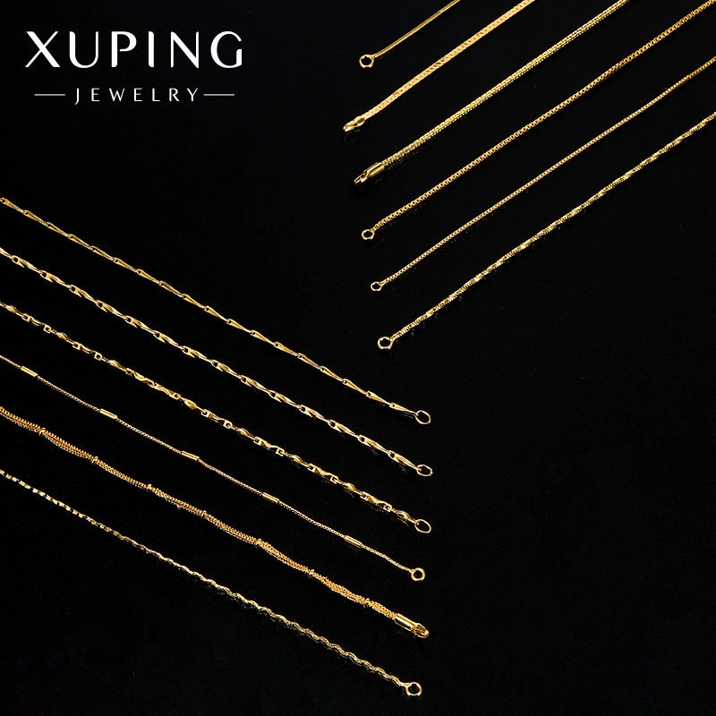 Wholesale 12pcs Gold-plated Simple Plain Chain Snake Bone Chain Box Pearl Necklaces