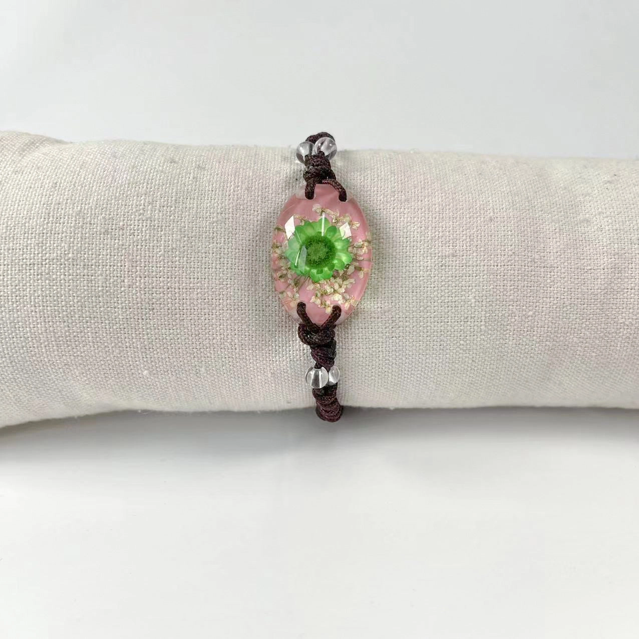 Wholesale 12PCS Handmade Latex Luminous Real Flower Amber Bracelet