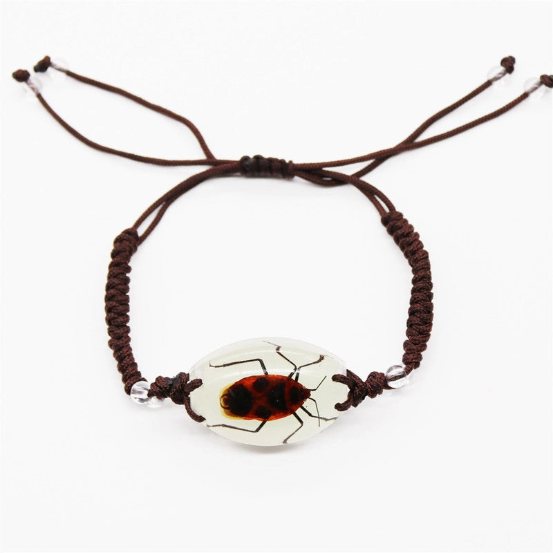Wholesale 12PCS Luminous Insect Amber Braided Bracelet
