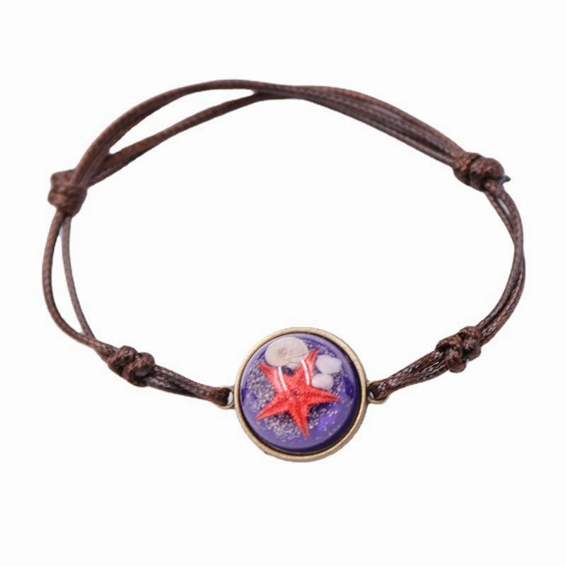 Wholesale 12PCS Resin Dried Flower Handwoven Bracelet