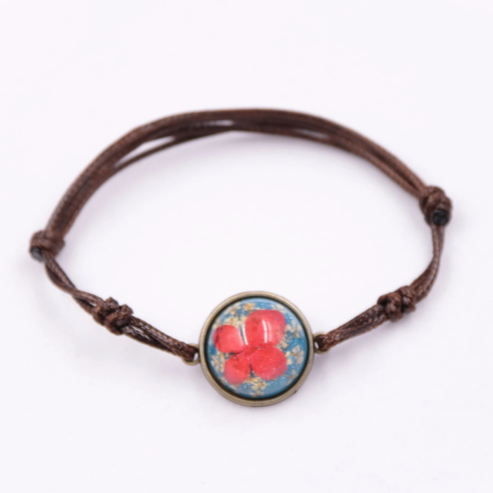 Wholesale 12PCS Resin Dried Flower Handwoven Bracelet