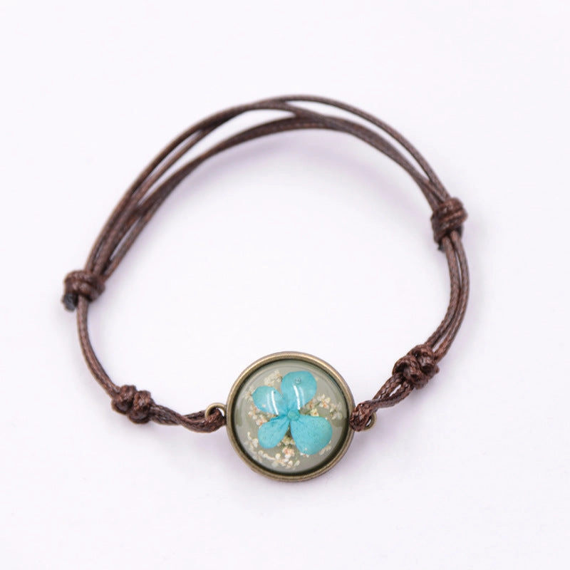 Wholesale 12PCS Resin Dried Flower Handwoven Bracelet