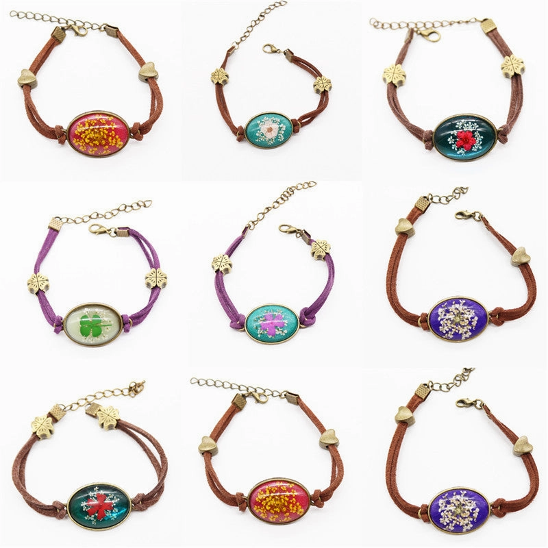 Wholesale 12PCS Resin Dried Flower Herbarium Bracelet