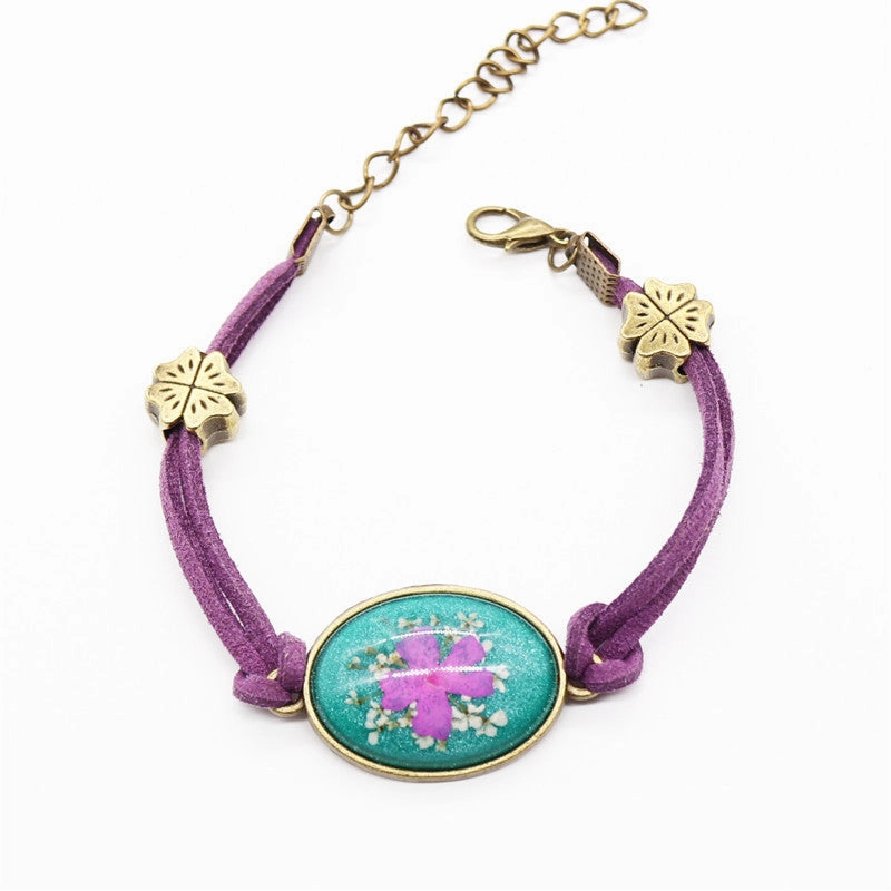 Wholesale 12PCS Resin Dried Flower Herbarium Bracelet