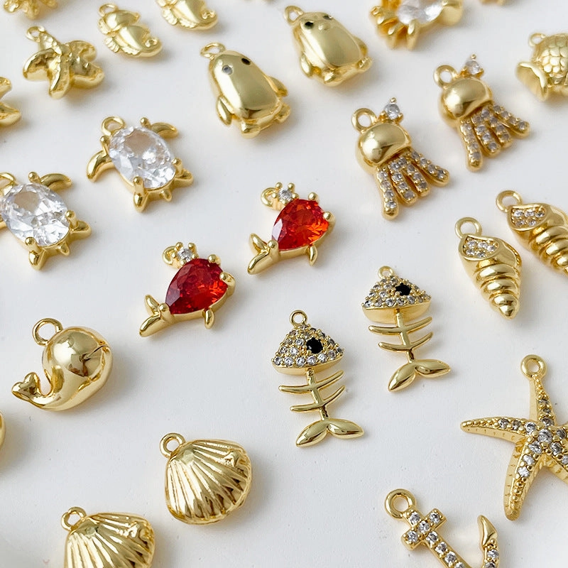 Wholesale 14k Gold Plated Marine Creature Pendant Diy Accessories