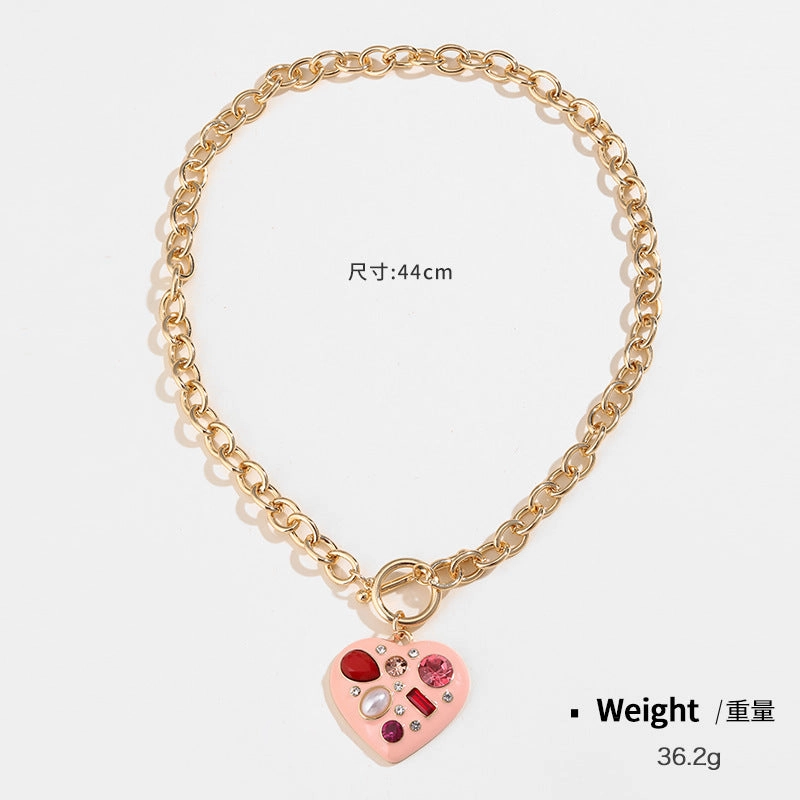 Wholesale 15PCS Valentine's Day Series Love Drops Oil Necklace and Earrings Set